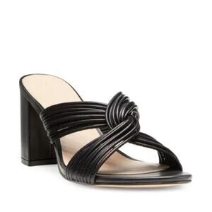 Stuart Weitzman Black Twist Block Heel Slide Sandal